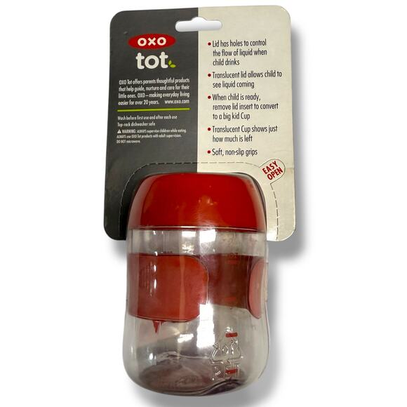 OXO Tot Training Cup Red Orange Clear NEW in Package 12 mo and Up 7 oz NEW - Picture 3 of 3